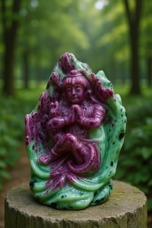Lord Krishna in Ruby Zoisite Gemstone