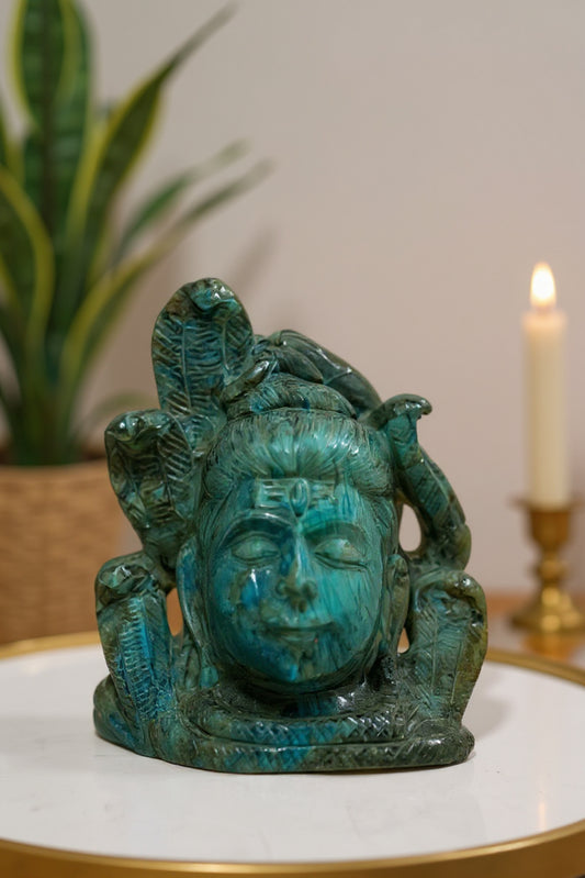 Lord Shiva with Naga in Labradorite Gemstone