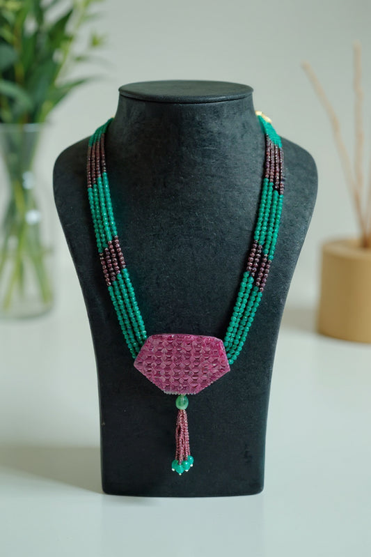 Regal Harmony Ruby-Onyx Necklace