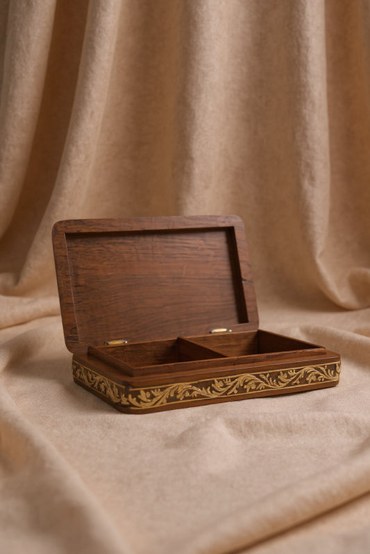 Village Life Walnut Wood Inlay Box