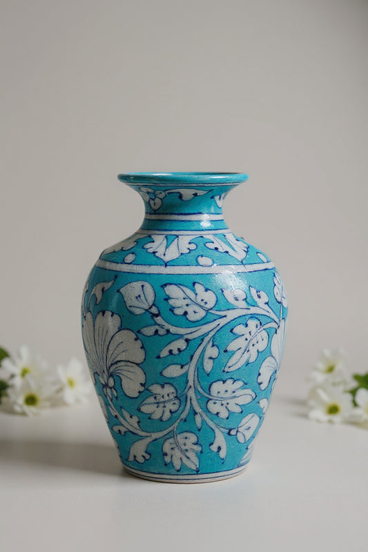 Sky Blue Floral Charm Vase