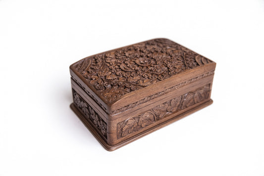 Handcrafted Wooden Floral Carving Box
