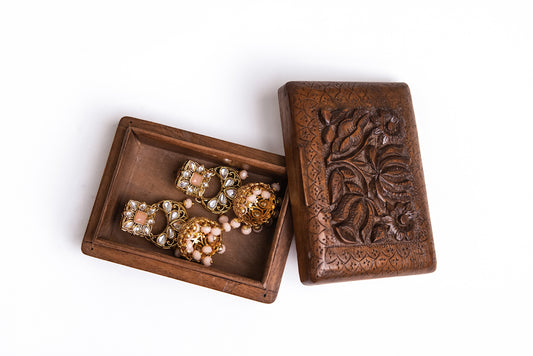 Small Floral Carved Jewelry Box