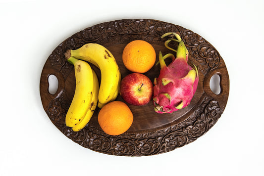 Rosevine Oval Wooden Tray