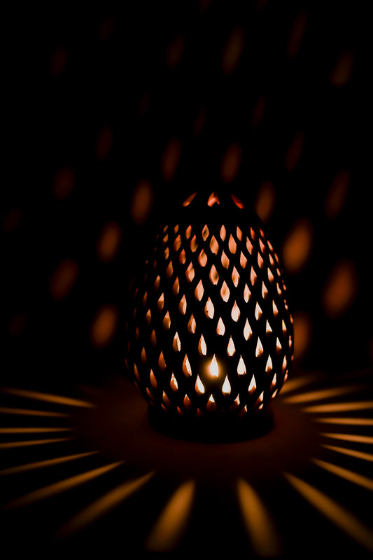 Terracotta Leaf-Cut T-Light Holder