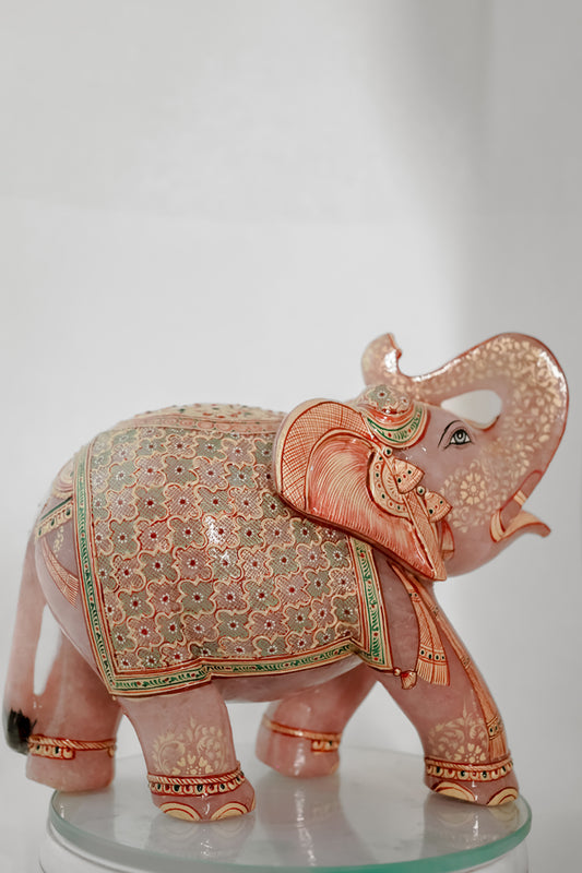 Exquisite Rose Quartz Elephant