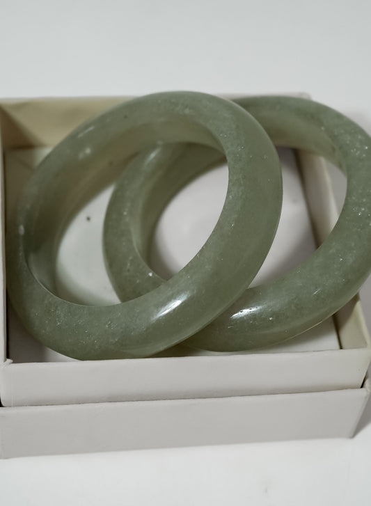 Green Aventurine Gemstone Bangles (Set of 2)