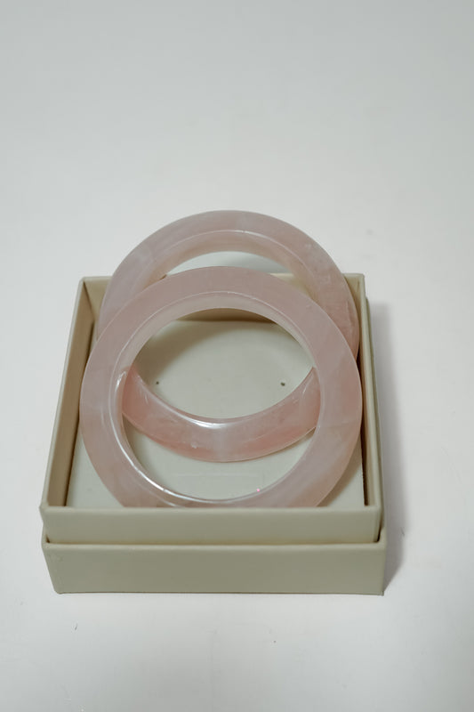 Rose Quartz Gemstone Bangles (Set of 2)