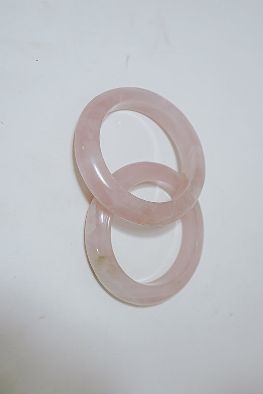 Rose Quartz Gemstone Bangles (Set of 2)