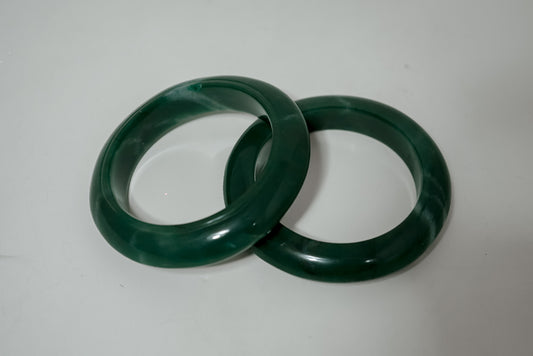 Green Jade Gemstone Bangles (Set of 2)