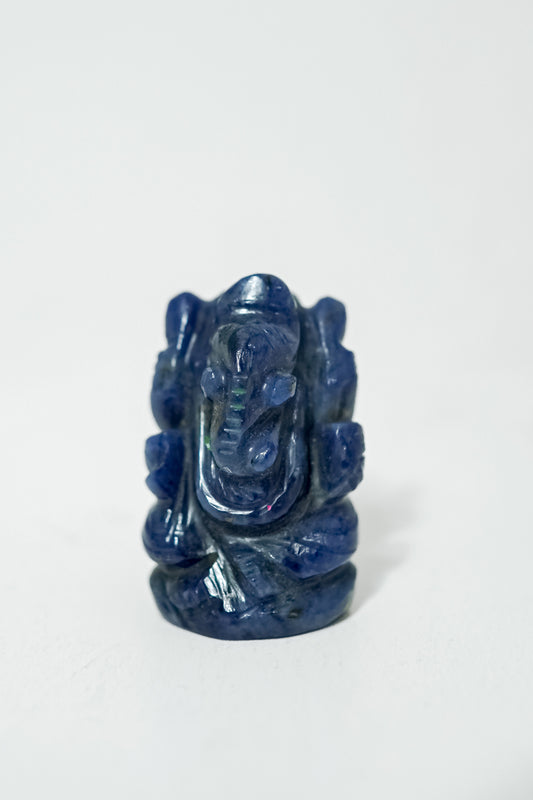 Lord Ganesha in Blue Sapphire Gemstone