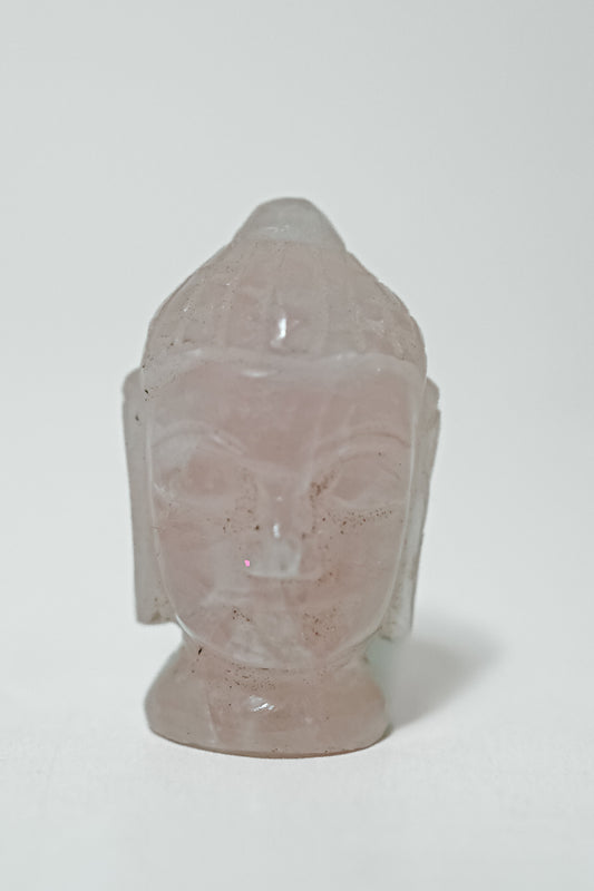 Buddha Head in Rose Quartz Gemstone