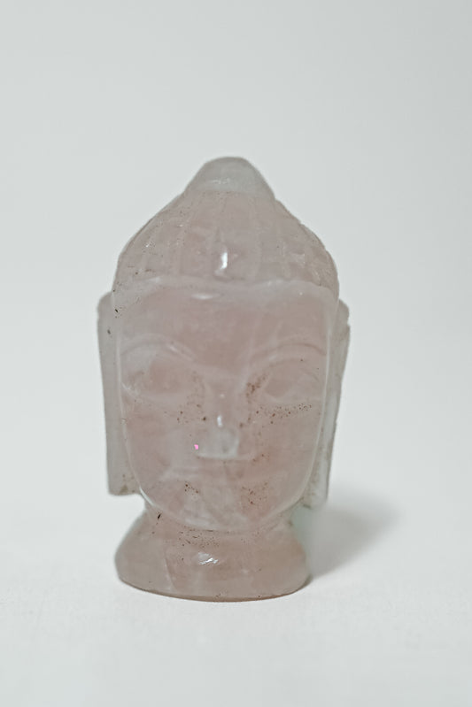 Buddha Head in Rose Quartz Gemstone