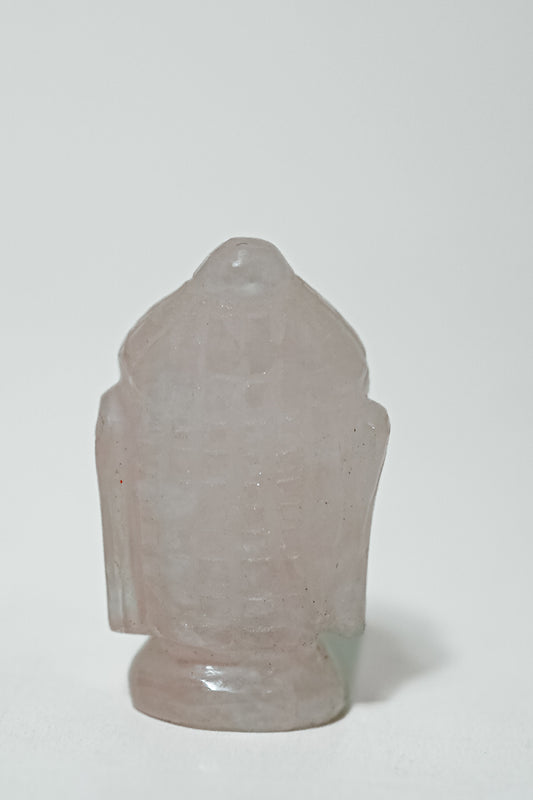 Buddha Head in Rose Quartz Gemstone