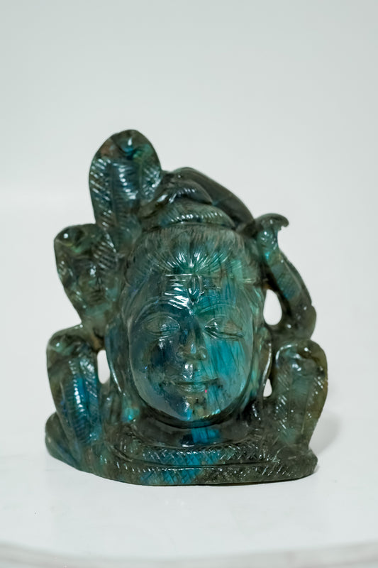 Lord Shiva with Naga in Labradorite Gemstone