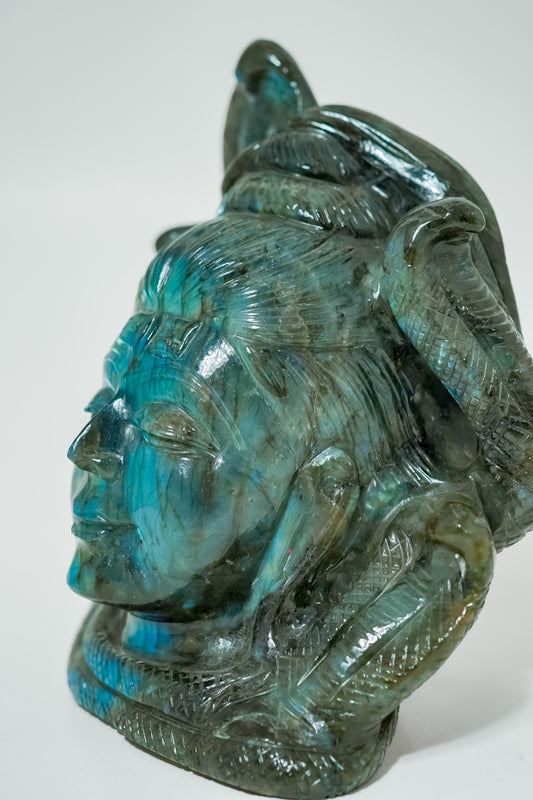 Lord Shiva with Naga in Labradorite Gemstone