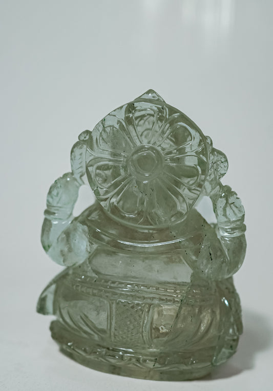 Lord Ganesha in Green Quartz Gemstone