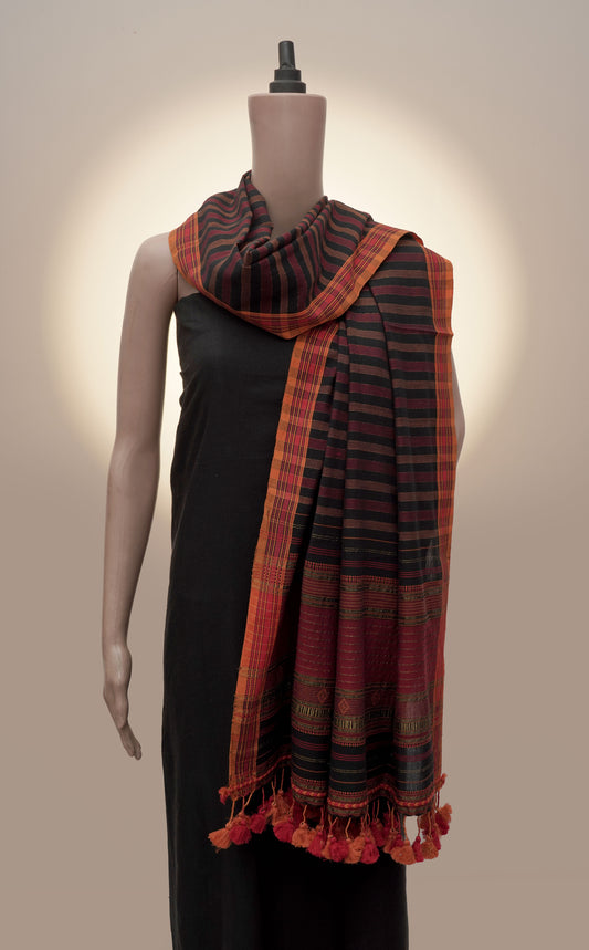 Ember Glow Pagdi Zari Handwoven Dupatta