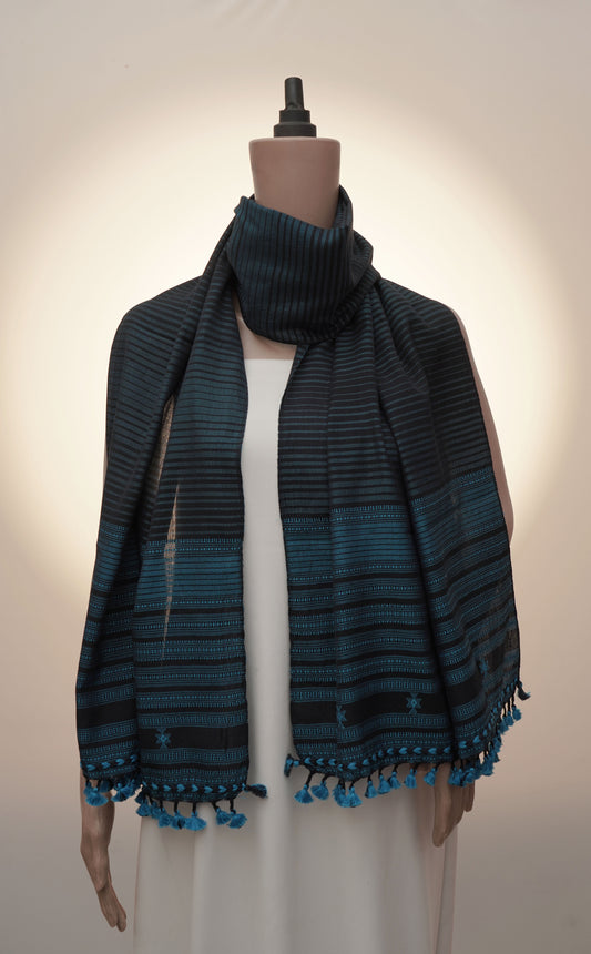 Midnight Pagdi Stripe Handwoven Stall