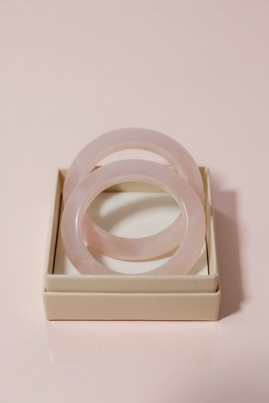 Rose Quartz Gemstone Bangles (Set of 2)