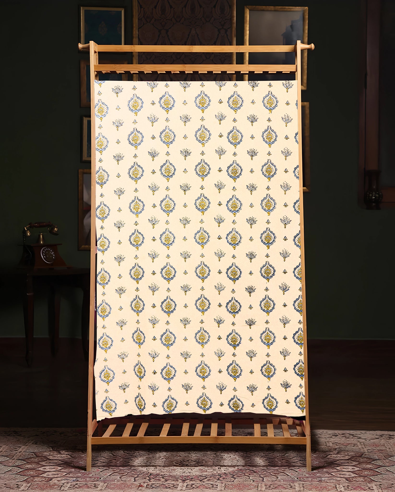 Ajrak Serenity Bloom | Handcrafted Ajrak Fabric