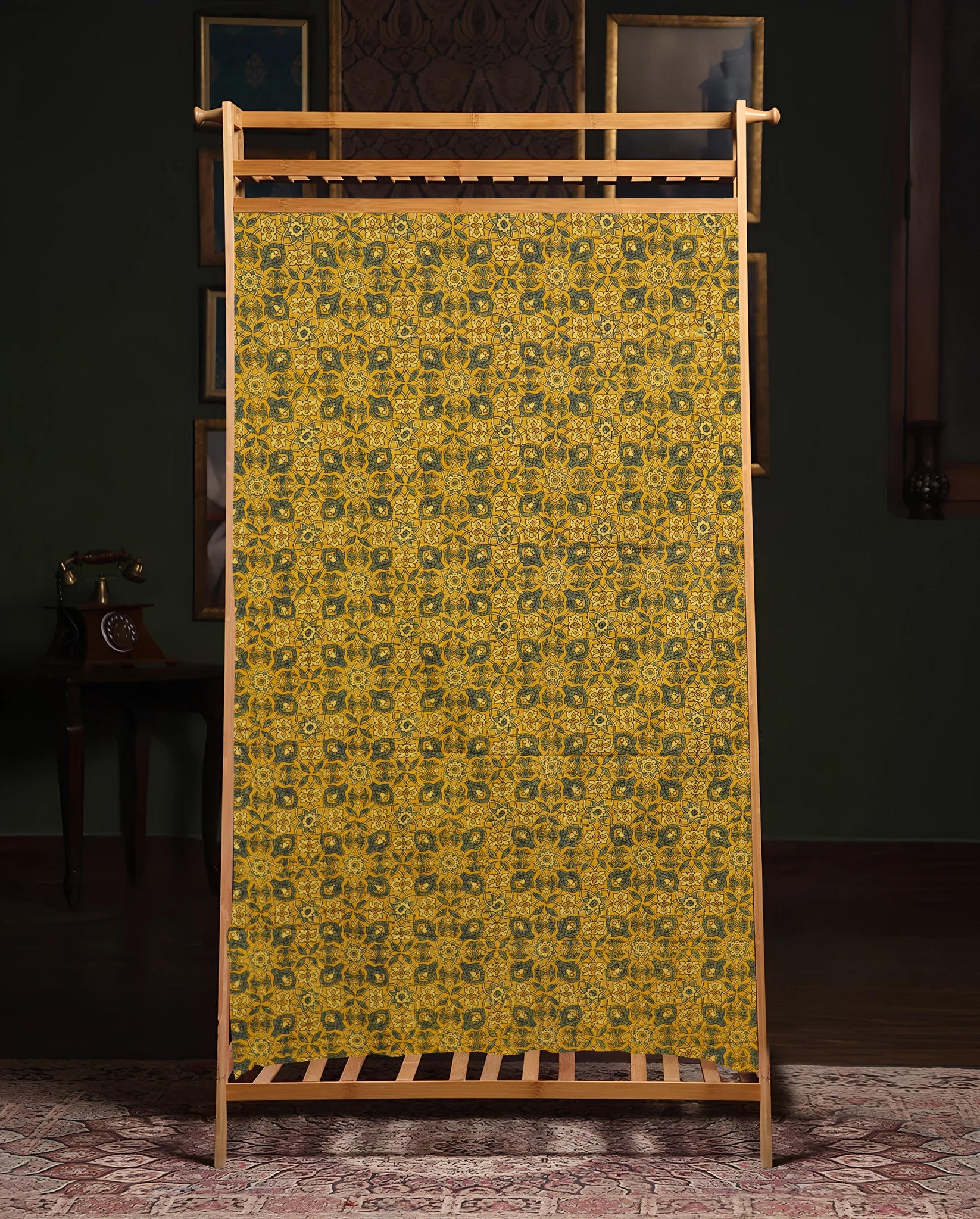 Saffron Mosaic | Handcrafted Ajrak Fabric
