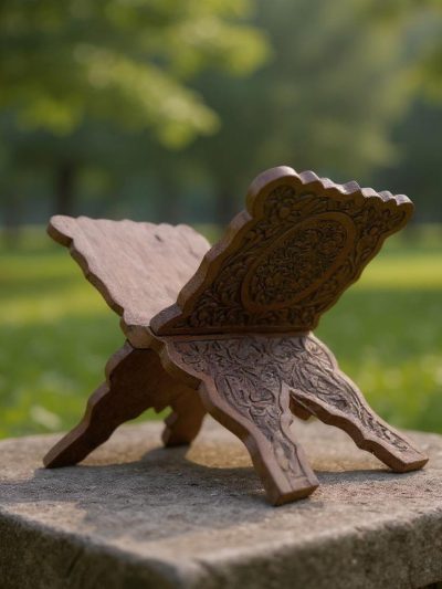 Sacred Rest: Hand-Carved Wooden Book Stand (Rehal)