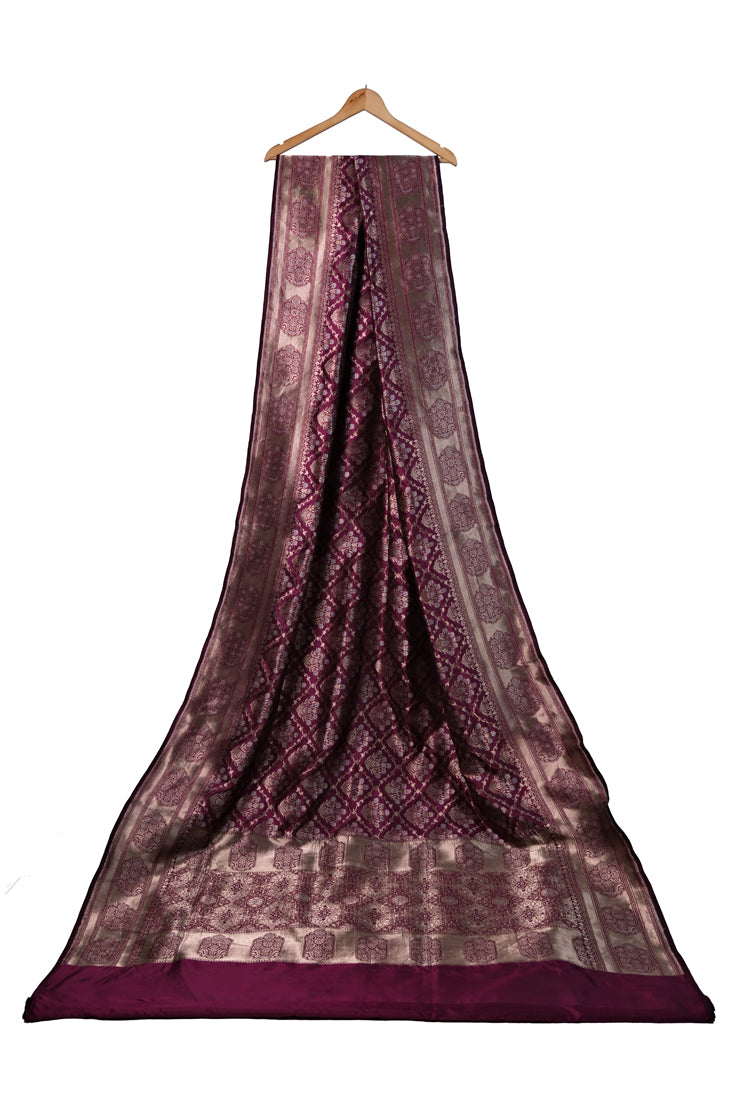 Mehroon Nazakat Saree | Handwoven Banarasi Silk Saree
