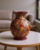 Kashmiri Crimson Bloom Vase | Handcrafted Decorative Flower Vase