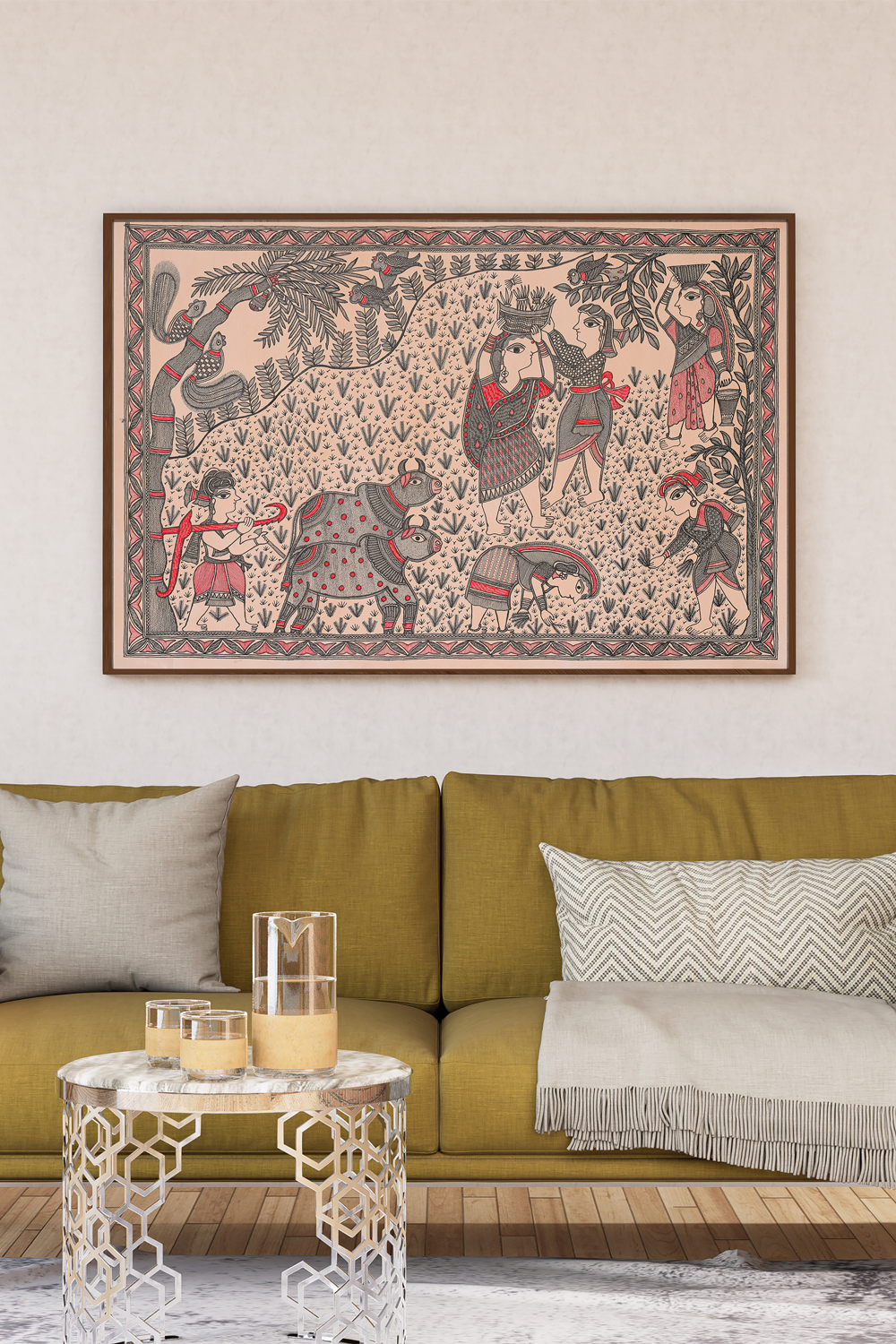 Anaj ka Aashirwad Artwork – Symbolic Blessings & Cultural Wall Décor Madhubani Art