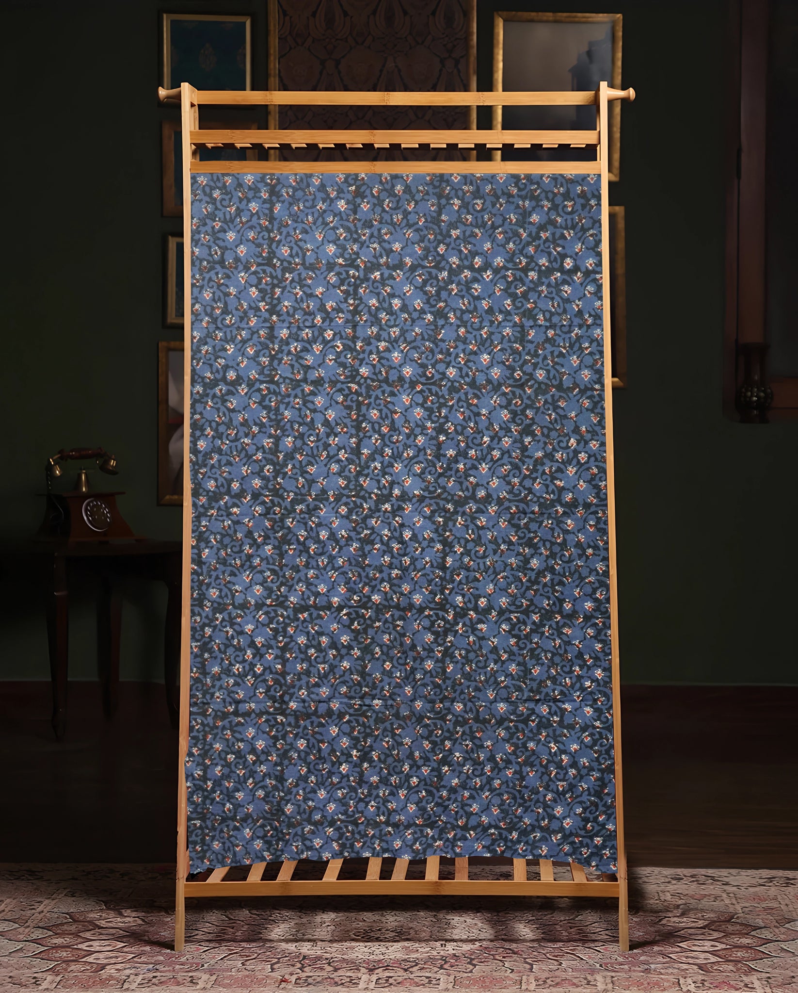 Ajrak Twilight Vine | Handcrafted Ajrak Fabric