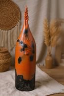 Authentic Braided Flame Keeper Terracotta Sculpture – Handcrafted Earthenware Décor