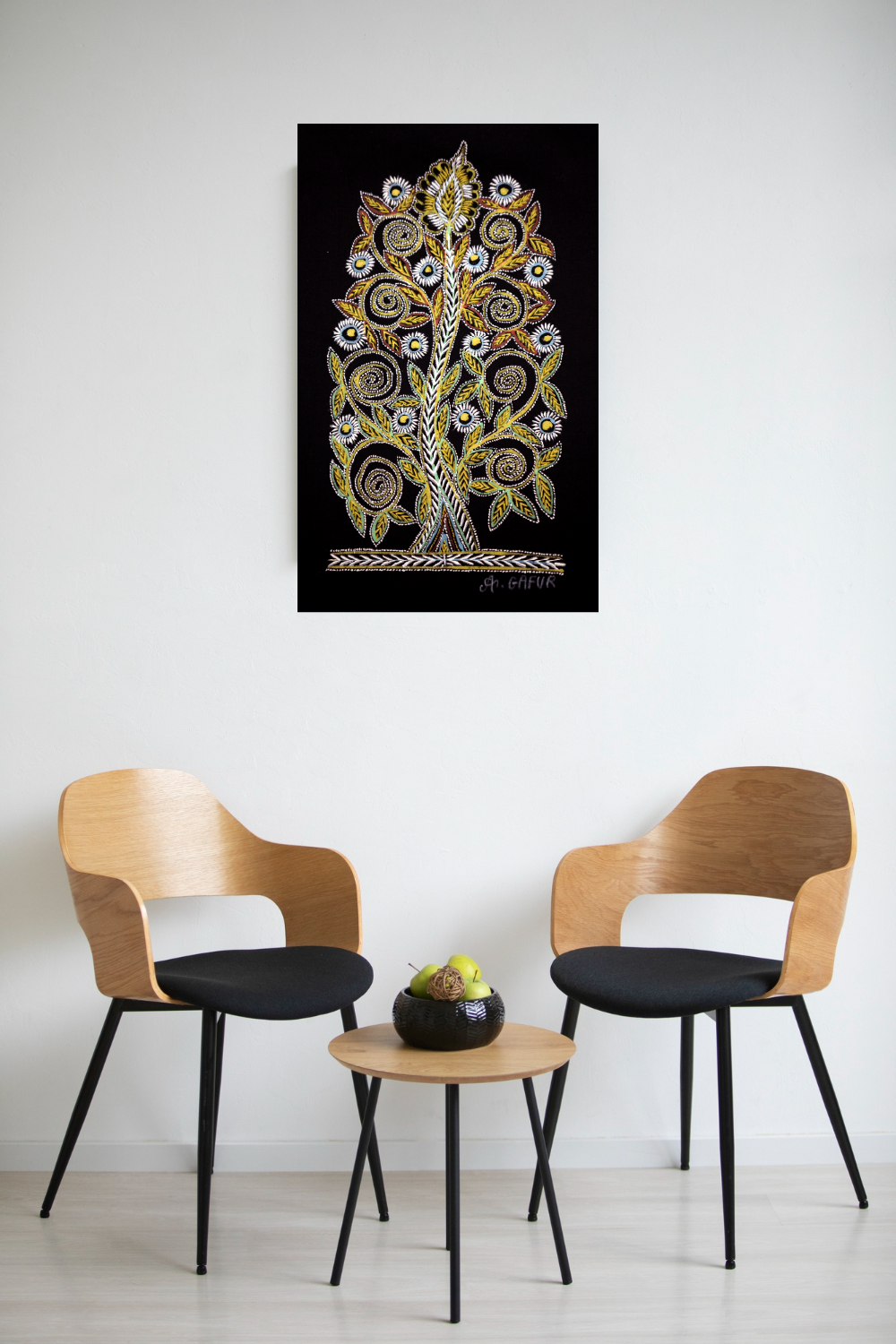 Crowned Spiral Tree Rogan Art Painting | Traditional Indian Craft
