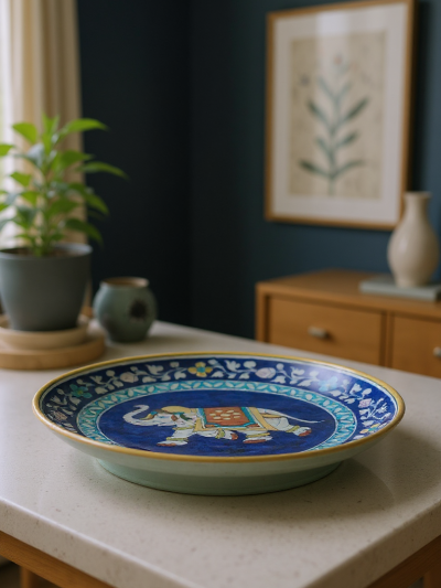 Royal Elephant Parade Handmade Decorative Ceramic Plate