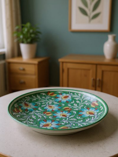 Emerald Blossom Harmony Eco-Friendly Ceramic Plate