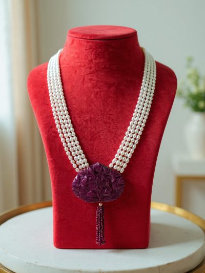 Royal Bloom Ruby-Pearl Jewellry – Festive & Bridal Necklace