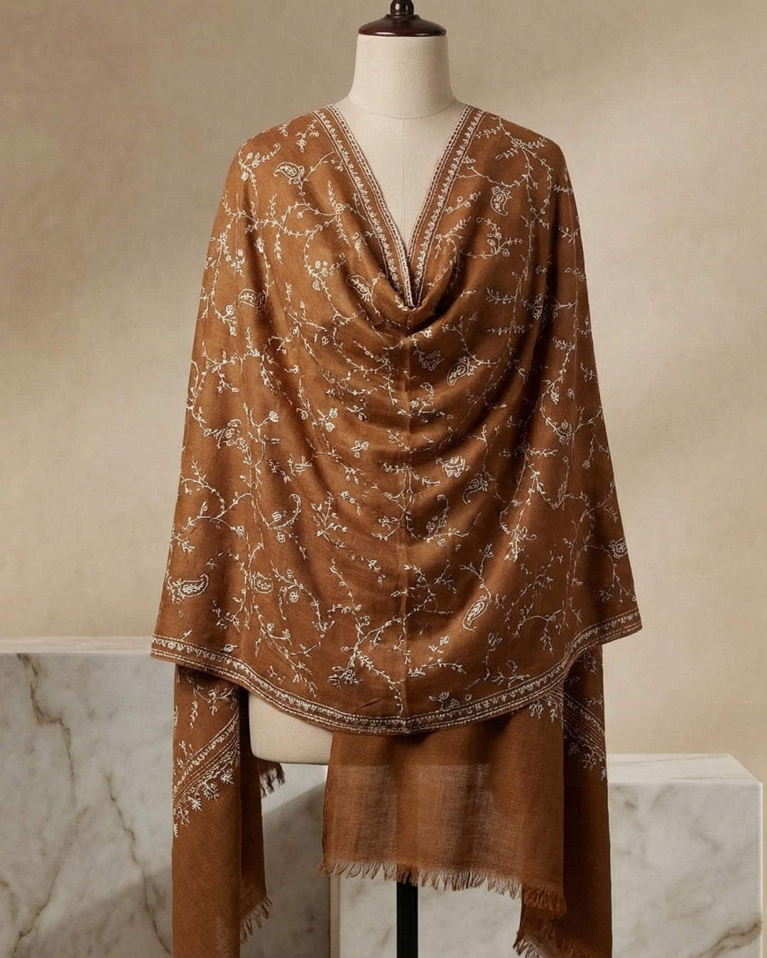 Zameen-E-Zar Golden Weave Pashmina Shawl - Image 2