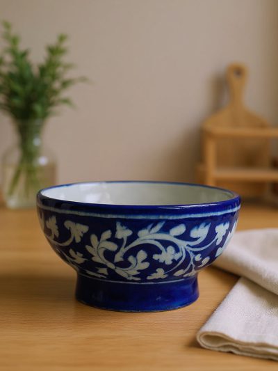 Twilight Lotus Floral Ceramic Serving Bowl