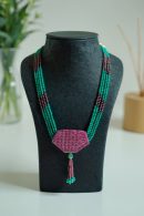Regal Harmony Ruby-Onyx Necklace – Handcrafted Gemstone Jewellry