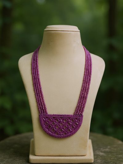 Ruby Crimson Lattice Pendant Necklace – Elegant Statement Jewellry