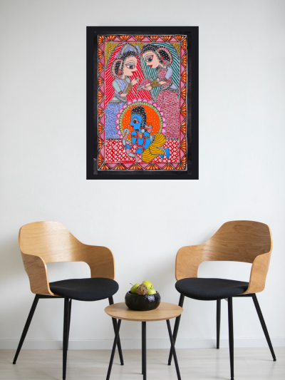 Shadows of Motherhood – Matri Chhaya Madhubani Artistic Painting