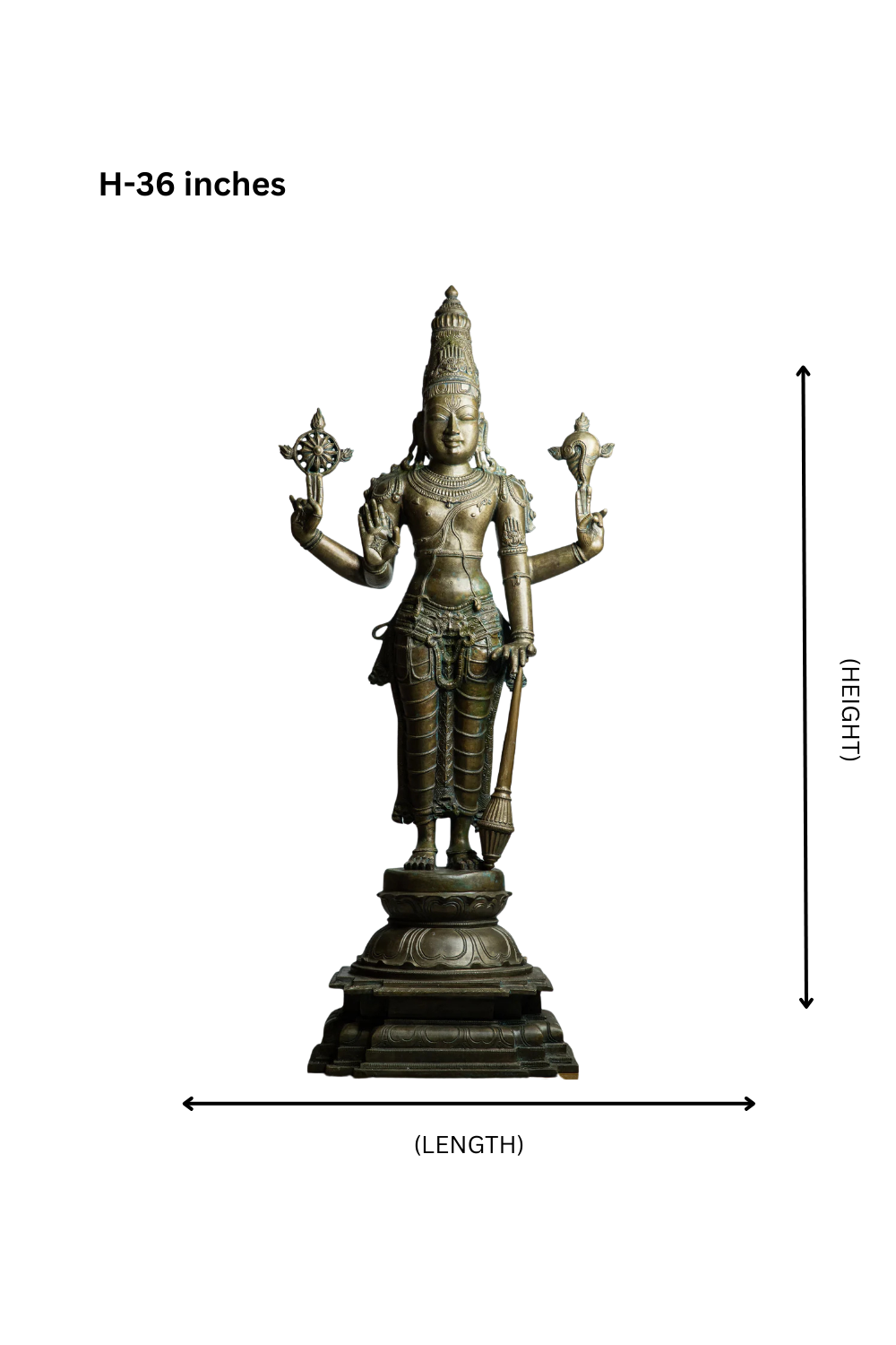 Chaturbhuj Vishnu (The cosmic protector with four arms) - Panchdhatu sculpture