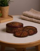 Autumn Vine Handcrafted Coasters (Set of 6) | Elegant Wooden/Resin Drink Coasters