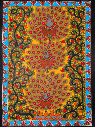 Mor-Milap Artwork – Madhubani Cultural & Artistic Home Accent
