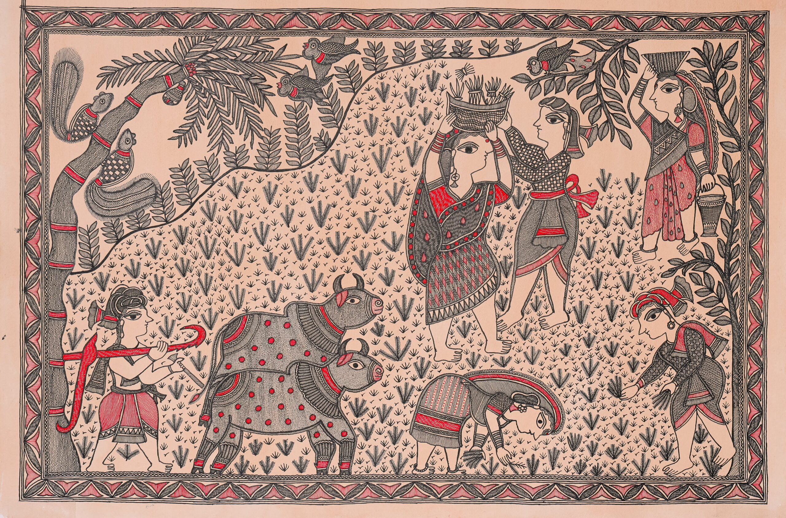 Anaj ka Aashirwad Artwork – Symbolic Blessings & Cultural Wall Décor Madhubani Art