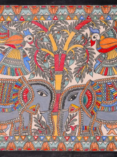 Rajsi Saath Painting – Unique Handcrafted Statement Wall Madhubani Décor
