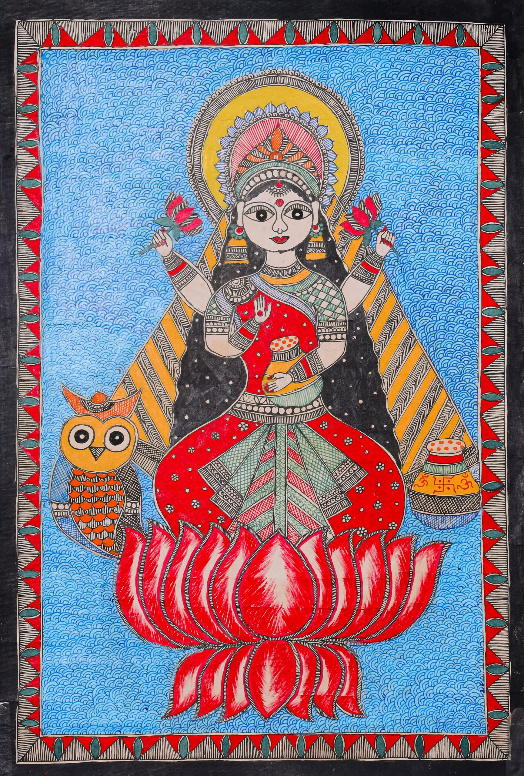 Handcrafted Shubh-Labh Painting – Madhubani Devotional & Artistic Accent
