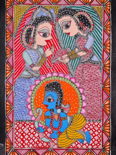Shadows of Motherhood – Matri Chhaya Madhubani Artistic Painting