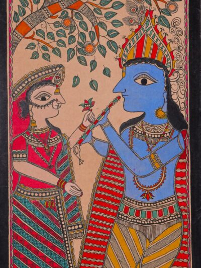 Prem Raag – Radha Krishna Love Madhubani Wall Décor