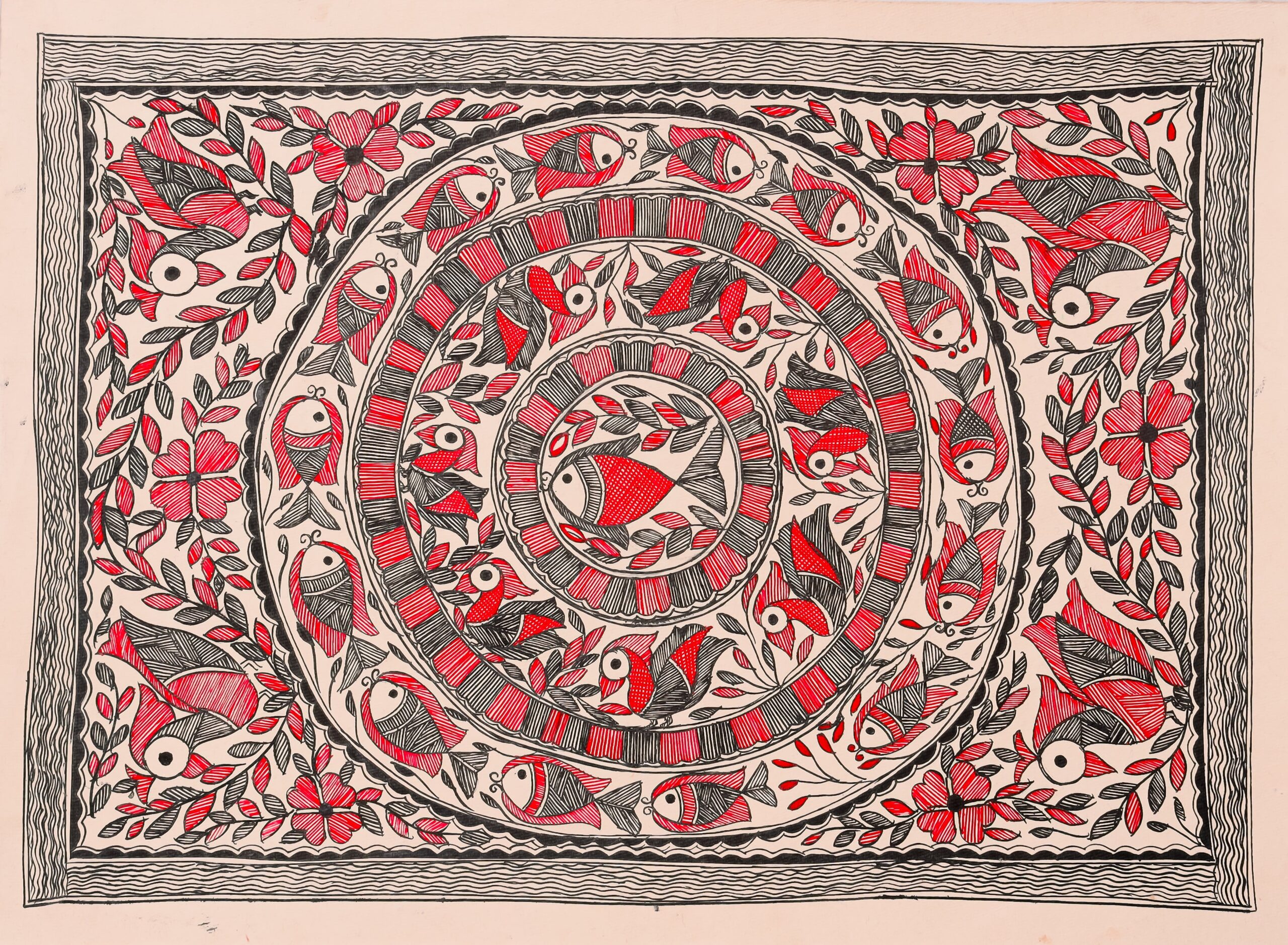 Chakra Vritti – Handpainted Madhubani Art Symbolizing Cycles & Energy